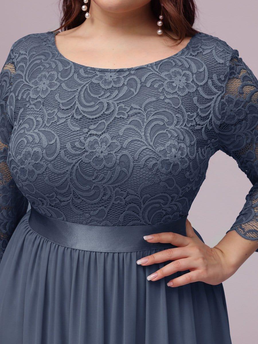 pretty FAUN|Simple Plus Size Lace Evening Dress with Half Sleeves