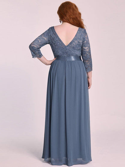 pretty FAUN|Simple Plus Size Lace Evening Dress with Half Sleeves
