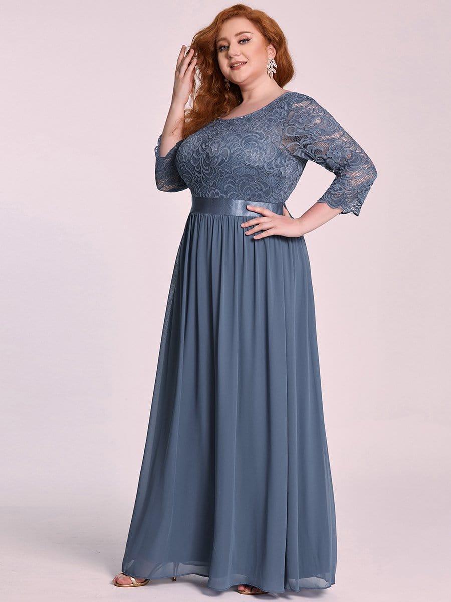 pretty FAUN|Simple Plus Size Lace Evening Dress with Half Sleeves