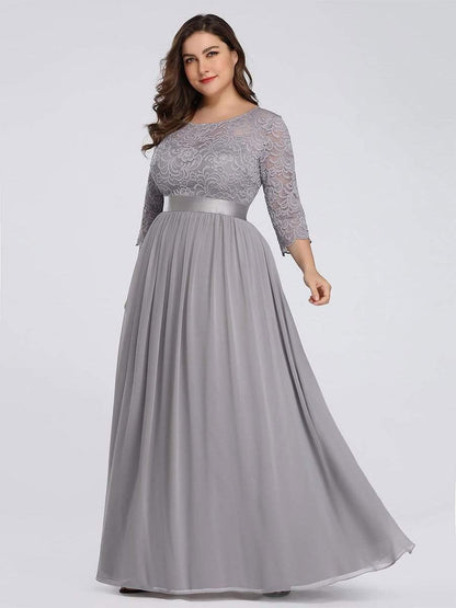 pretty FAUN|Simple Plus Size Lace Evening Dress with Half Sleeves