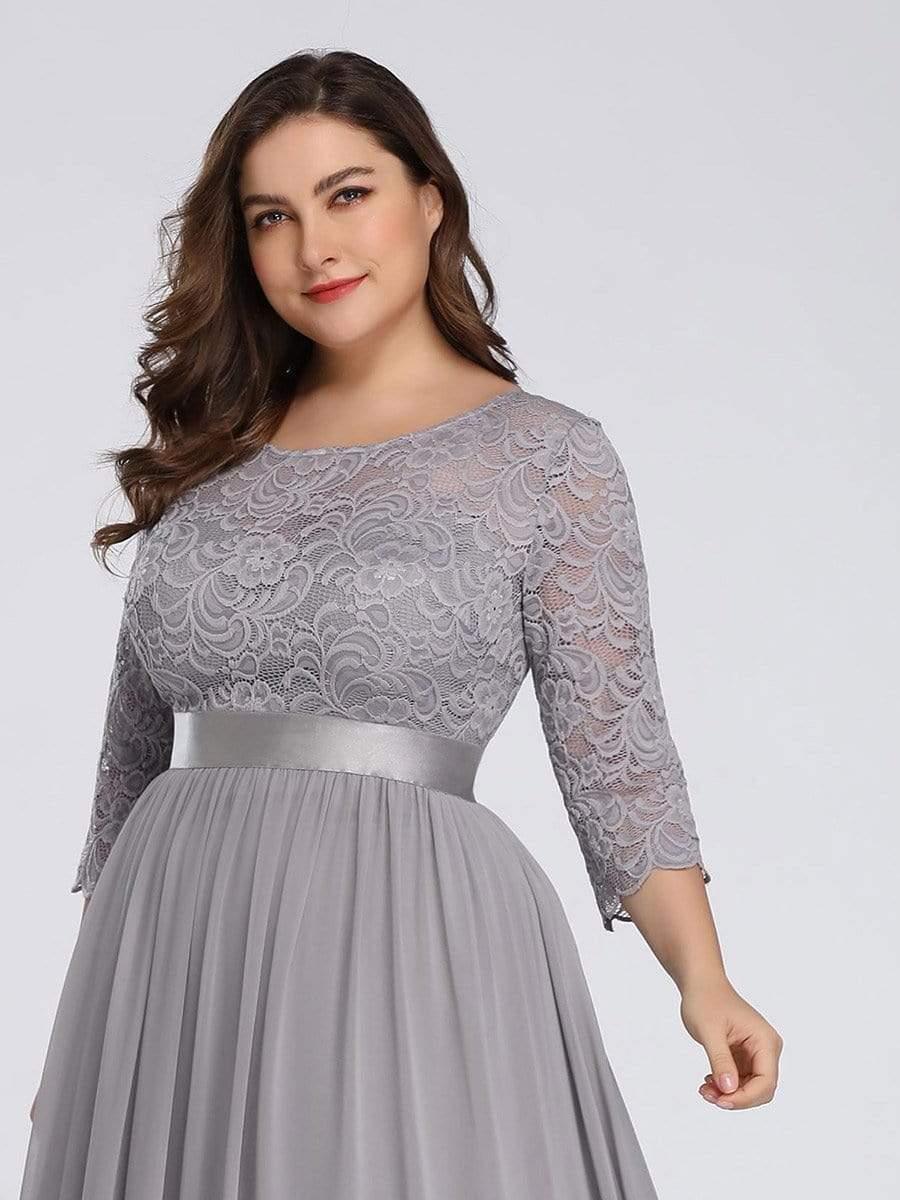 pretty FAUN|Simple Plus Size Lace Evening Dress with Half Sleeves