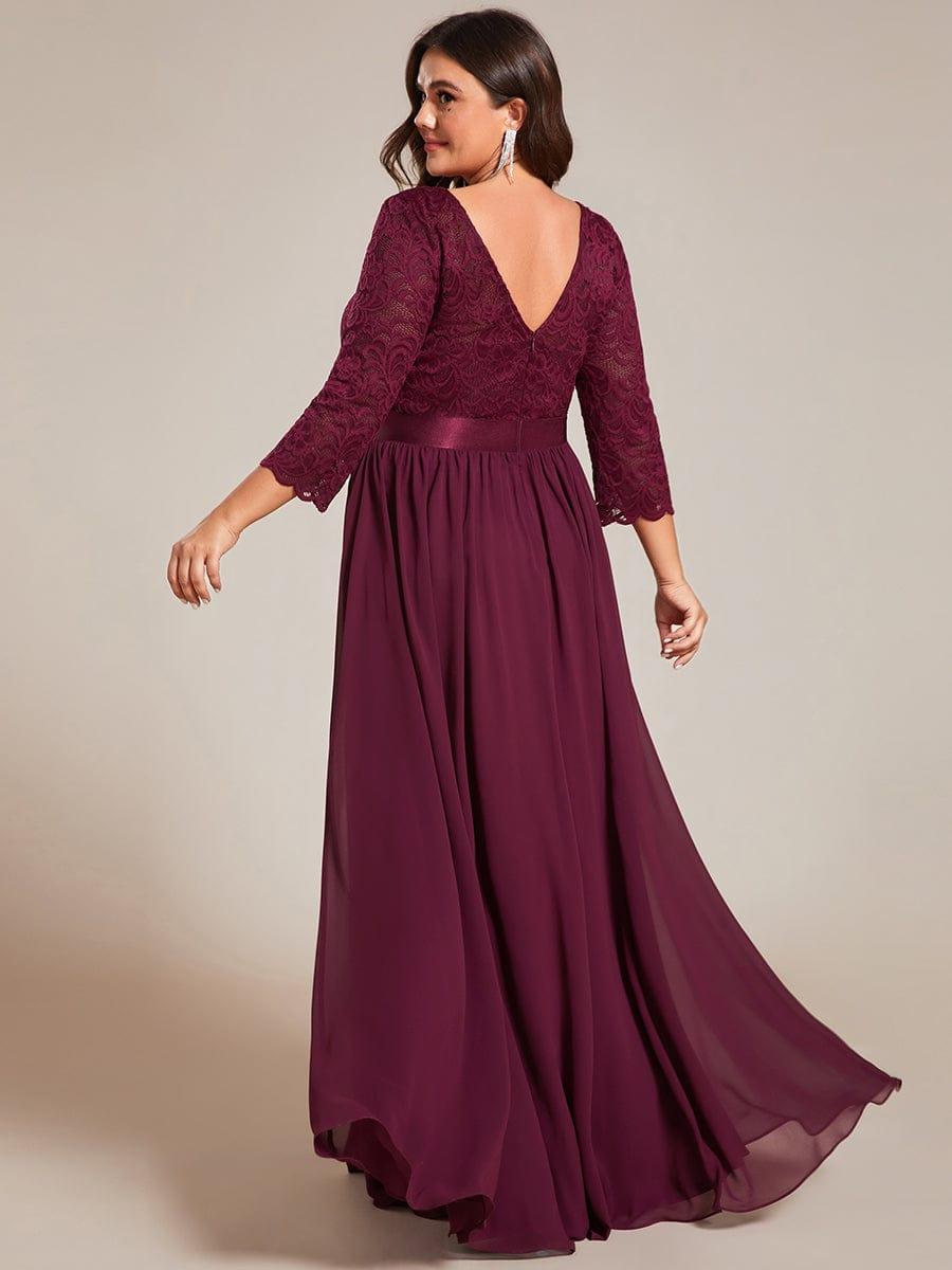 pretty FAUN|Simple Plus Size Lace Evening Dress with Half Sleeves