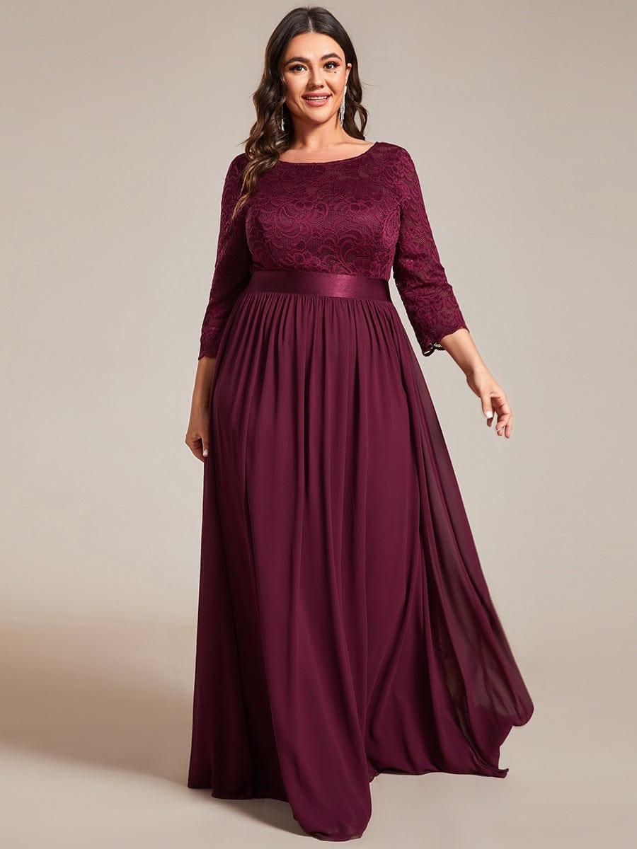 pretty FAUN|Simple Plus Size Lace Evening Dress with Half Sleeves