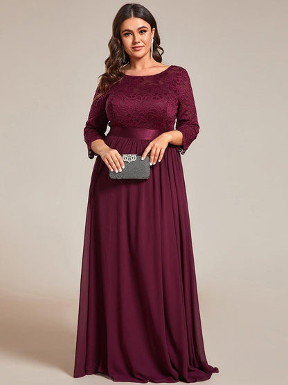 pretty FAUN|Simple Plus Size Lace Evening Dress with Half Sleeves