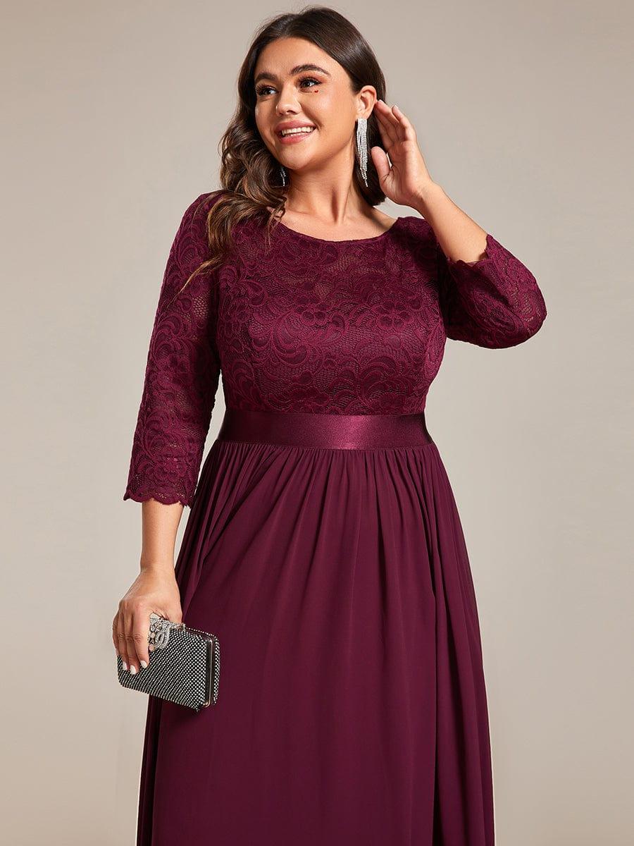 pretty FAUN|Simple Plus Size Lace Evening Dress with Half Sleeves