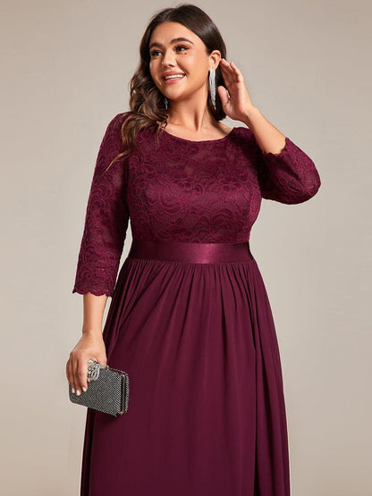 pretty FAUN|Simple Plus Size Lace Evening Dress with Half Sleeves