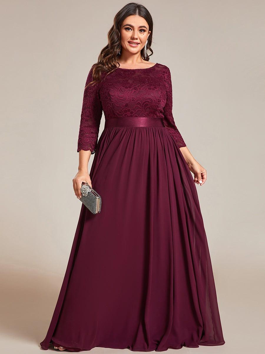 pretty FAUN|Simple Plus Size Lace Evening Dress with Half Sleeves