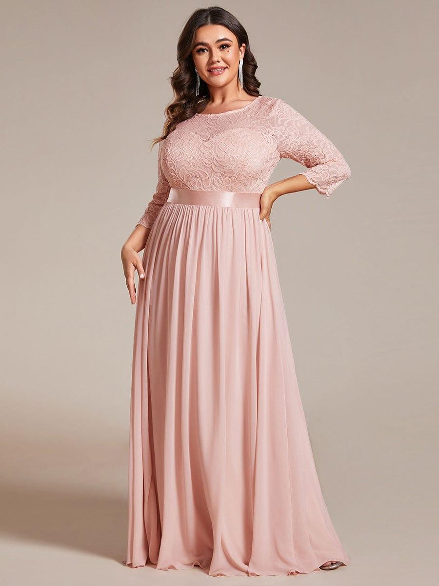 pretty FAUN|Simple Plus Size Lace Evening Dress with Half Sleeves