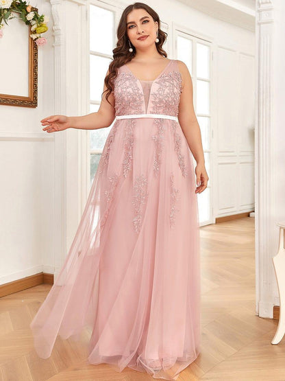 Plus Size Maxi Long Ethereal Tulle Formal Evening Dress