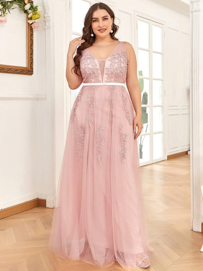 Plus Size Maxi Long Ethereal Tulle Formal Evening Dress