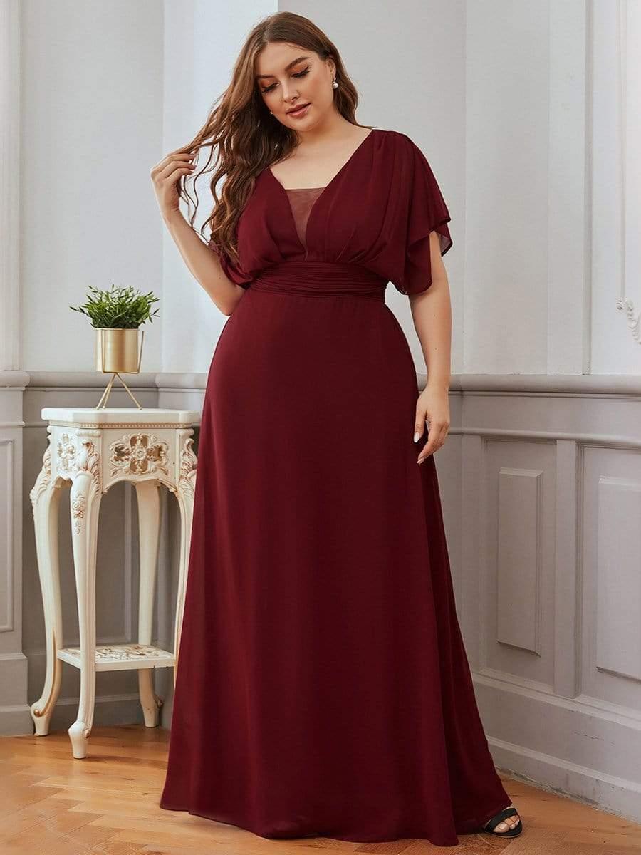 pretty AMBRYN|Plus Size Empire Waist Chiffon Formal Maxi Evening Dress