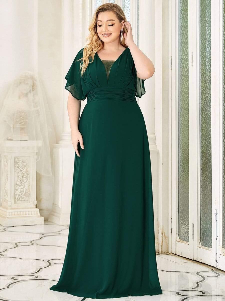 pretty AMBRYN|Plus Size Empire Waist Chiffon Formal Maxi Evening Dress