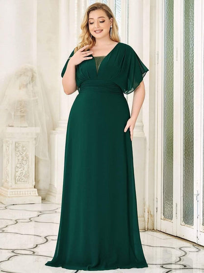 pretty AMBRYN|Plus Size Empire Waist Chiffon Formal Maxi Evening Dress