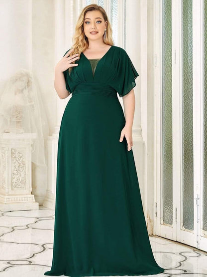 pretty AMBRYN|Plus Size Empire Waist Chiffon Formal Maxi Evening Dress