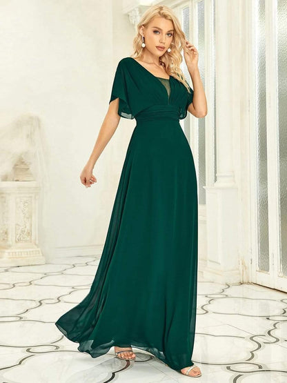ever AMBRYN|Women's A-Line Empire Waist Maxi Chiffon Evening Dress