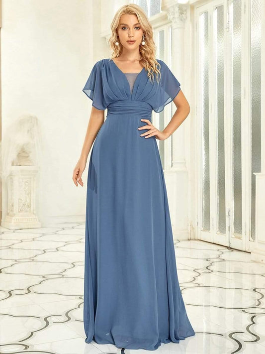 ever AMBRYN|Women's A-Line Empire Waist Maxi Chiffon Evening Dress