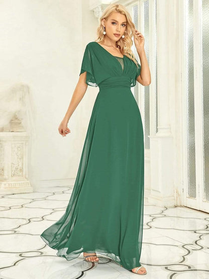 ever AMBRYN|Women's A-Line Empire Waist Maxi Chiffon Evening Dress