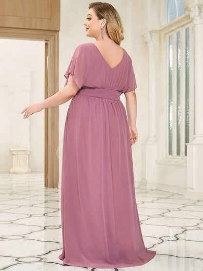 pretty AMBRYN|Plus Size Empire Waist Chiffon Formal Maxi Evening Dress