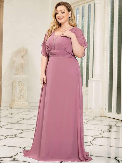 pretty AMBRYN|Plus Size Empire Waist Chiffon Formal Maxi Evening Dress