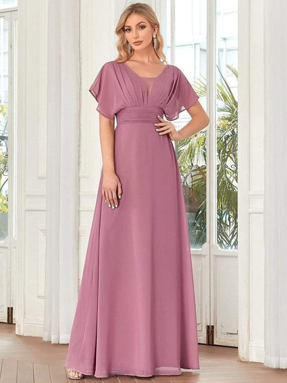 ever AMBRYN|Women's A-Line Empire Waist Maxi Chiffon Evening Dress