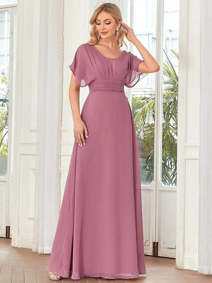 ever AMBRYN|Women's A-Line Empire Waist Maxi Chiffon Evening Dress