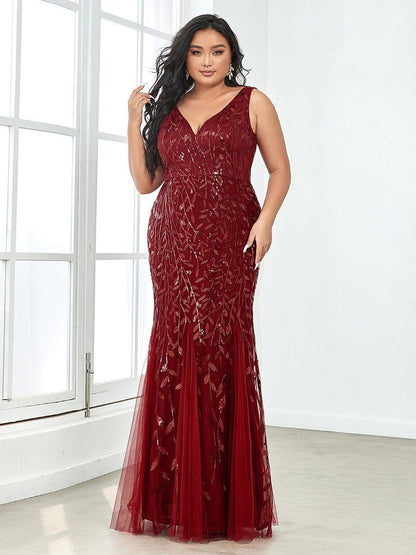 pretty ORIEL|Plus Size Maxi Sequin Formal Dresses & Gowns