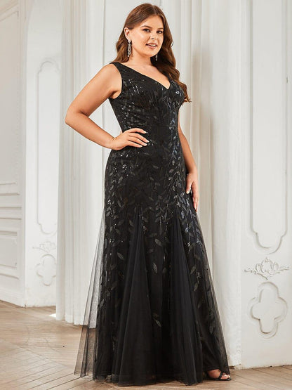 pretty ORIEL|Plus Size Maxi Sequin Formal Dresses & Gowns