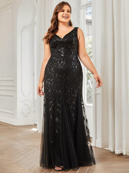pretty ORIEL|Plus Size Maxi Sequin Formal Dresses & Gowns