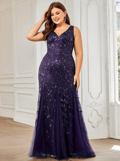 pretty ORIEL|Plus Size Maxi Sequin Formal Dresses & Gowns