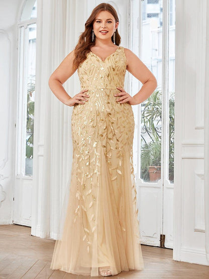pretty ORIEL|Plus Size Maxi Sequin Formal Dresses & Gowns