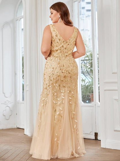 pretty ORIEL|Plus Size Maxi Sequin Formal Dresses & Gowns