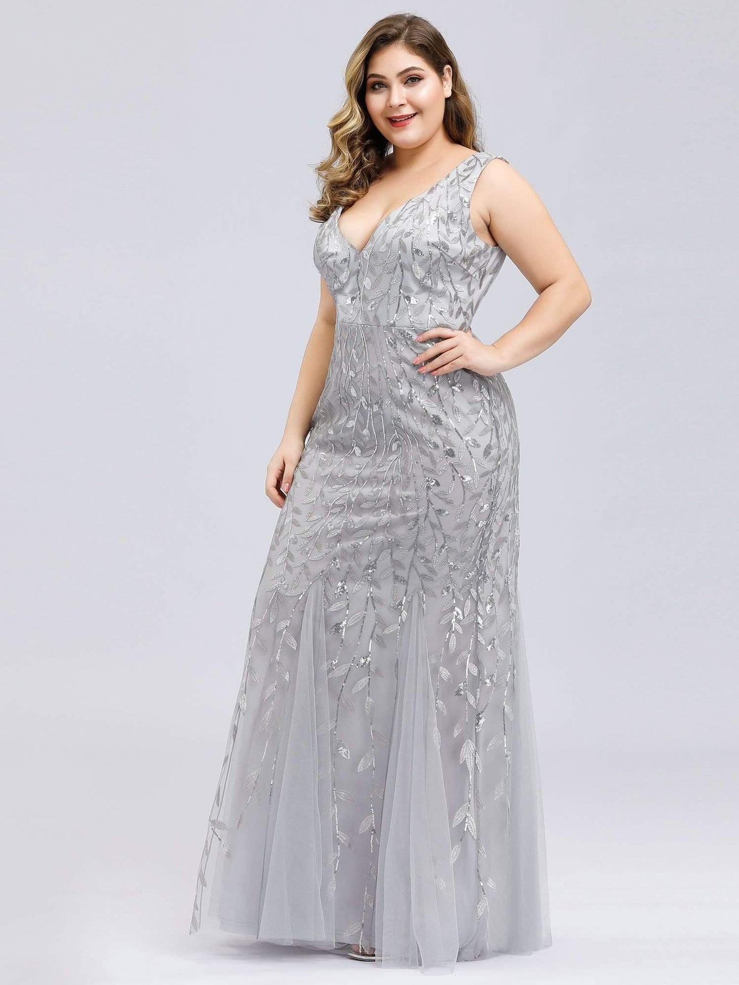 pretty ORIEL|Plus Size Maxi Sequin Formal Dresses & Gowns