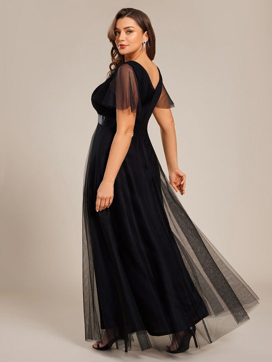 pretty MISTE|Women's Floor-Length Plus Size Formal Bridesmaid Dress with Short Sleeve