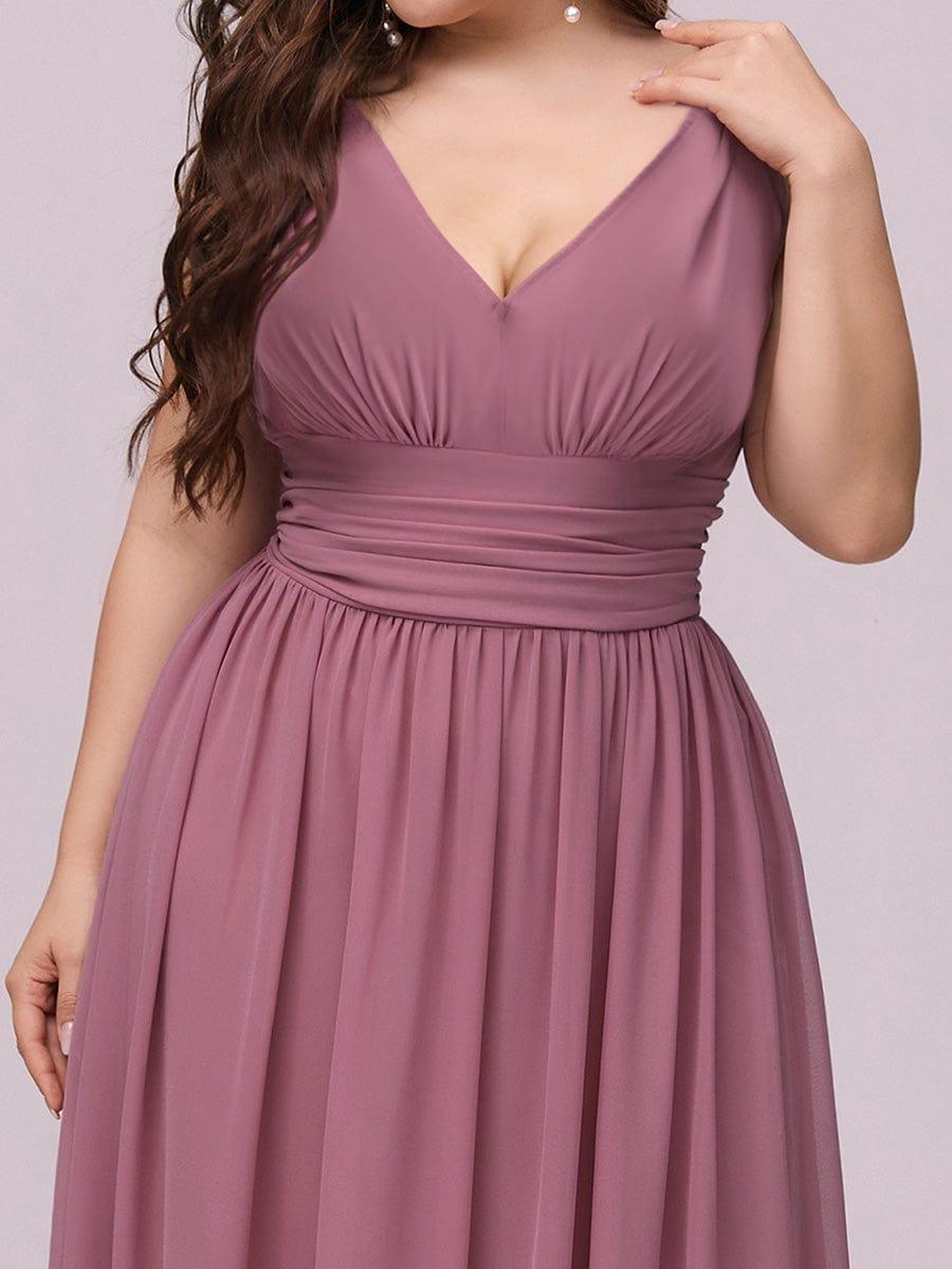 Plus Size Sleeveless V-Neck Chiffon Semi Formal Maxi Dress