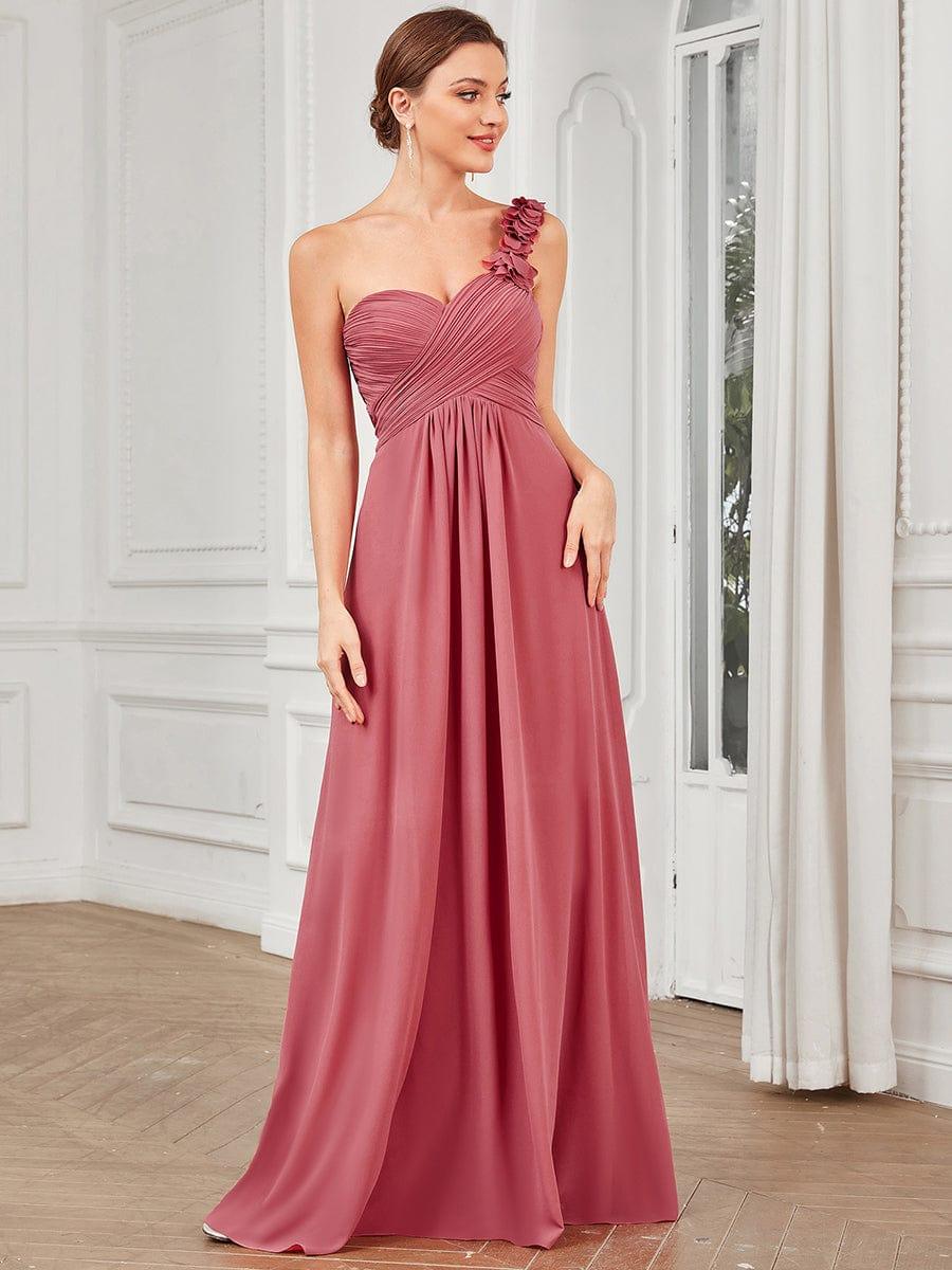ever JAYLEEN|Sweet Pleated Bodice One Shoulder Chiffon Bridesmaid Dress