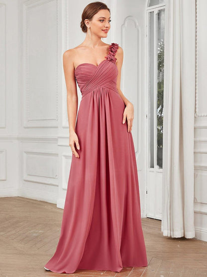 ever JAYLEEN|Sweet Pleated Bodice One Shoulder Chiffon Bridesmaid Dress