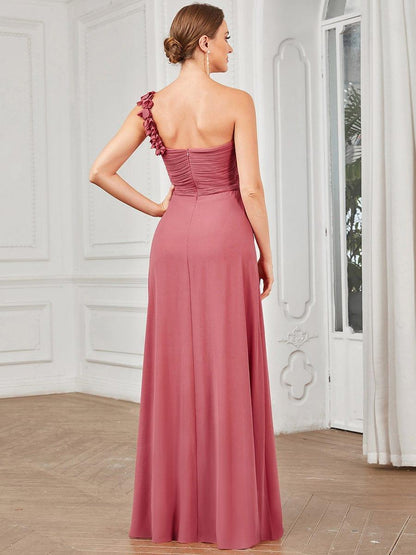 ever JAYLEEN|Sweet Pleated Bodice One Shoulder Chiffon Bridesmaid Dress