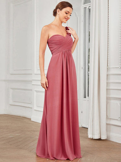 ever JAYLEEN|Sweet Pleated Bodice One Shoulder Chiffon Bridesmaid Dress