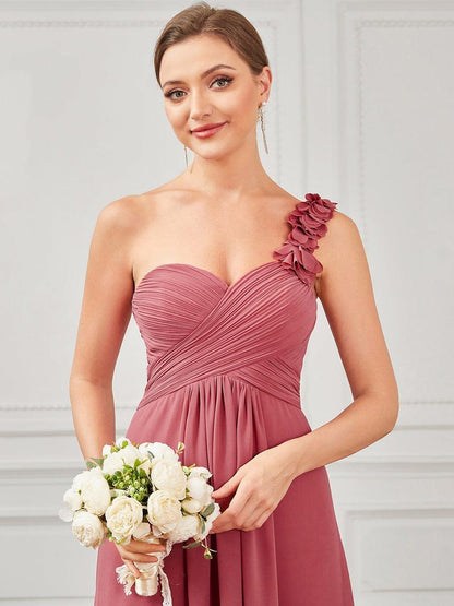 ever JAYLEEN|Sweet Pleated Bodice One Shoulder Chiffon Bridesmaid Dress