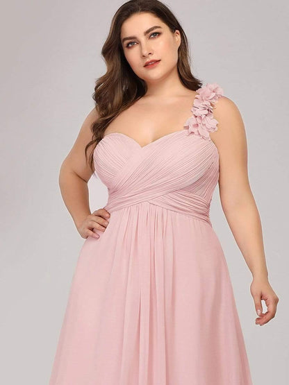 Plus Size One Shoulder Long Chiffon Bridesmaid Dress