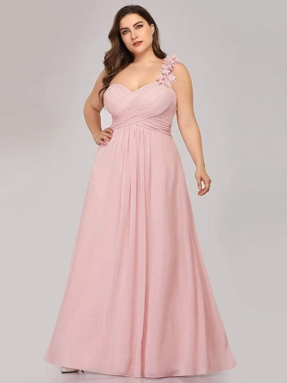 Plus Size One Shoulder Long Chiffon Bridesmaid Dress