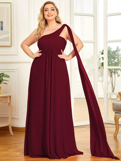 ever ANAYA|One Shoulder Pleated Chiffion Bridesmaid Sleeves