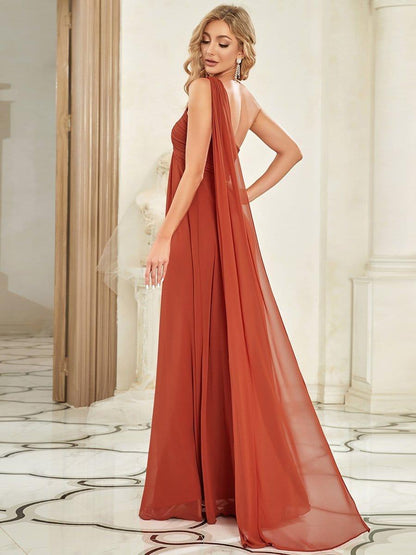 ever ANAYA|One Shoulder Pleated Chiffion Bridesmaid Sleeves