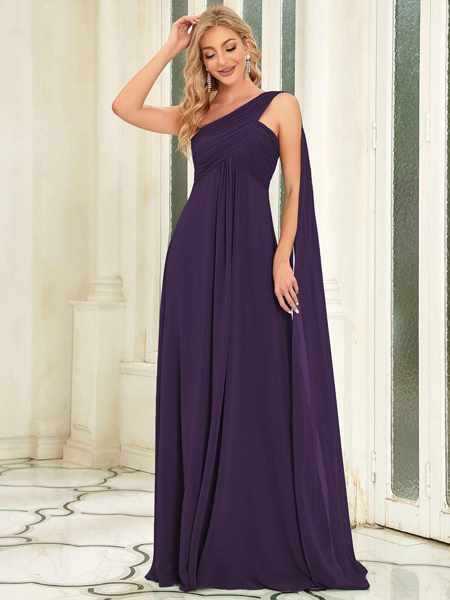 ever ANAYA|One Shoulder Pleated Chiffion Bridesmaid Sleeves