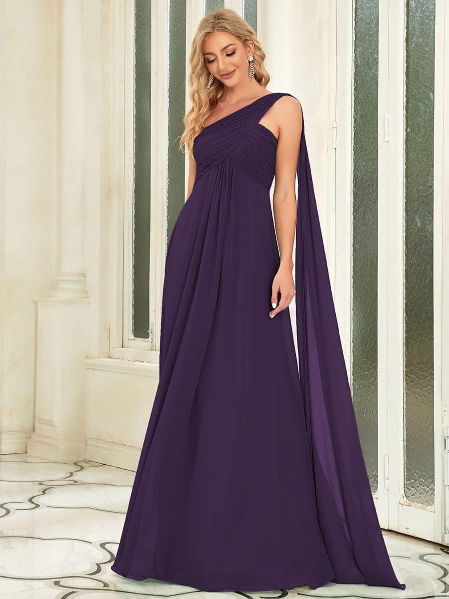 ever ANAYA|One Shoulder Pleated Chiffion Bridesmaid Sleeves