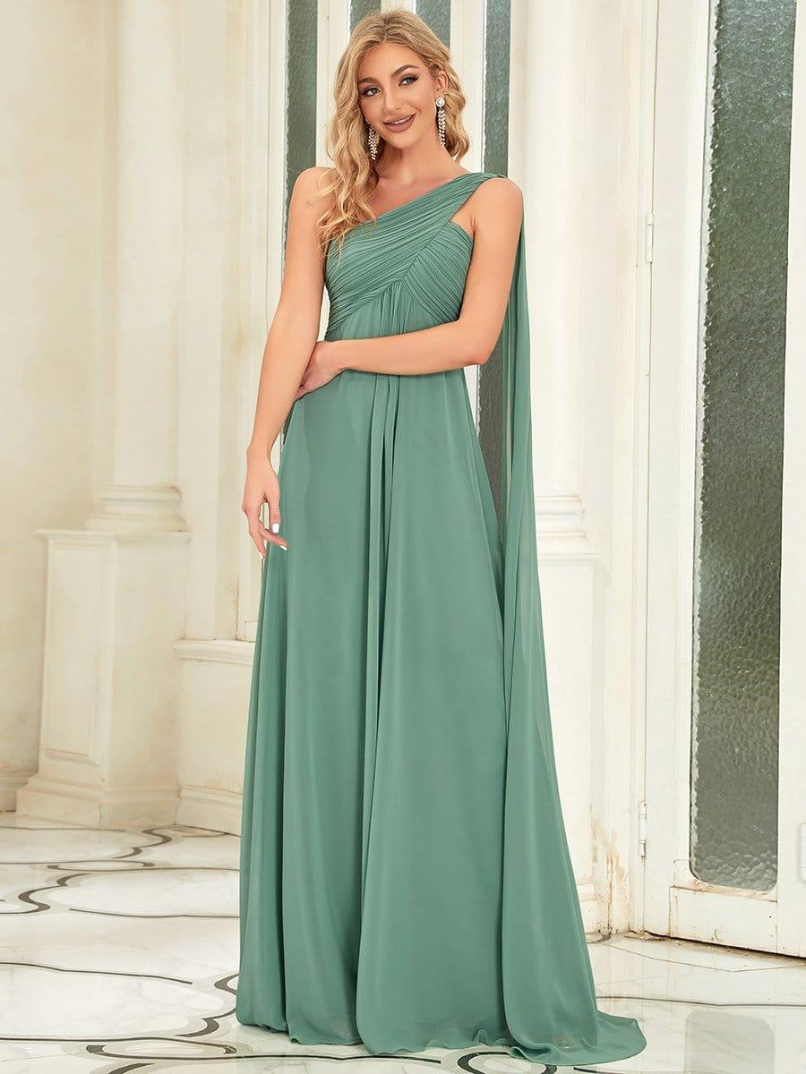 ever ANAYA|One Shoulder Pleated Chiffion Bridesmaid Sleeves