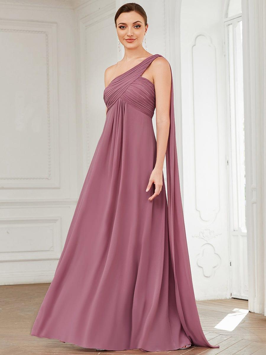ever ANAYA|One Shoulder Pleated Chiffion Bridesmaid Sleeves