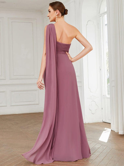 ever ANAYA|One Shoulder Pleated Chiffion Bridesmaid Sleeves
