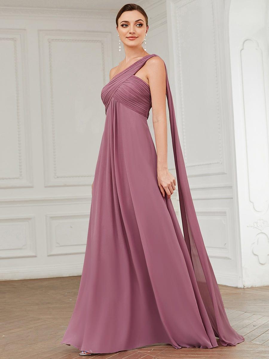 ever ANAYA|One Shoulder Pleated Chiffion Bridesmaid Sleeves