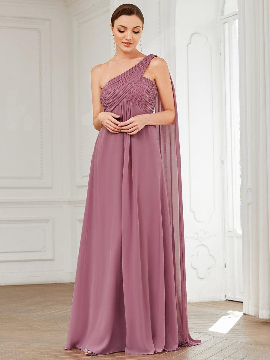 ever ANAYA|One Shoulder Pleated Chiffion Bridesmaid Sleeves